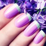 French manicure with lilac base and mint tips.