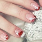 With snowflakes and red glitter.