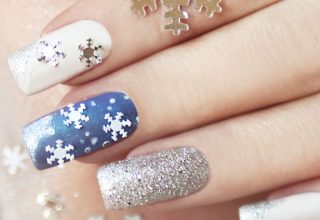 Snowflakes with blue white and silver.