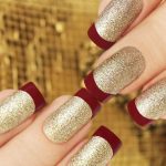 Gold Glitter with Red Tips.