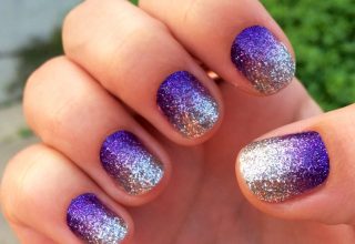 Ombre nails in purple and silver.